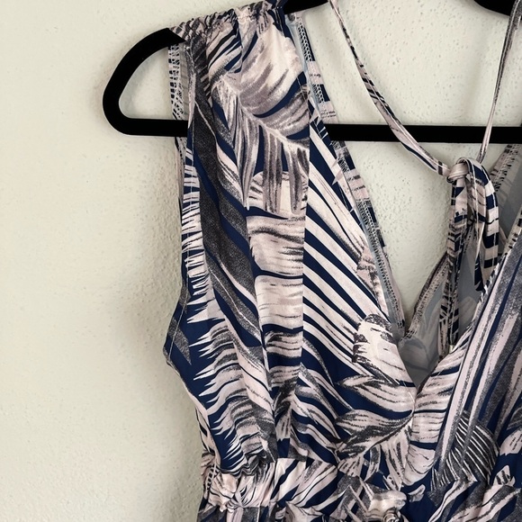 NXH Woman Navy&Taupe Floral V- Neck Maxi Dress, Size XL - Picture 8 of 9